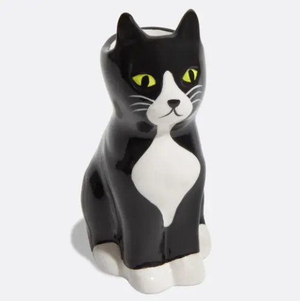 Vase Katze schwarz – kleine Keramikvase 11 cm