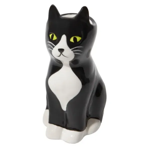 Vase Katze schwarz – kleine Keramikvase 11 cm