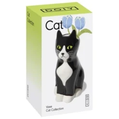 Vase Katze schwarz – kleine Keramikvase 11 cm