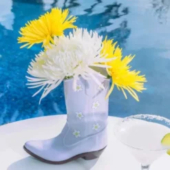 Vase Rodeo - Cowboy Stiefel Vase lila
