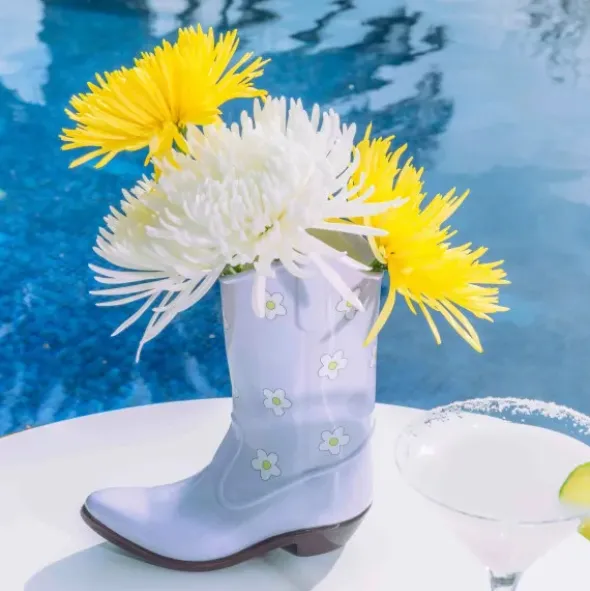 Vase Rodeo - Cowboy Stiefel Vase lila