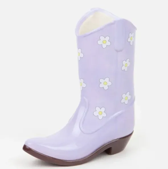 Vase Rodeo - Cowboy Stiefel Vase lila