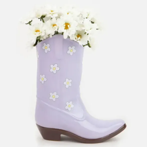 Vase Rodeo - Cowboy Stiefel Vase lila