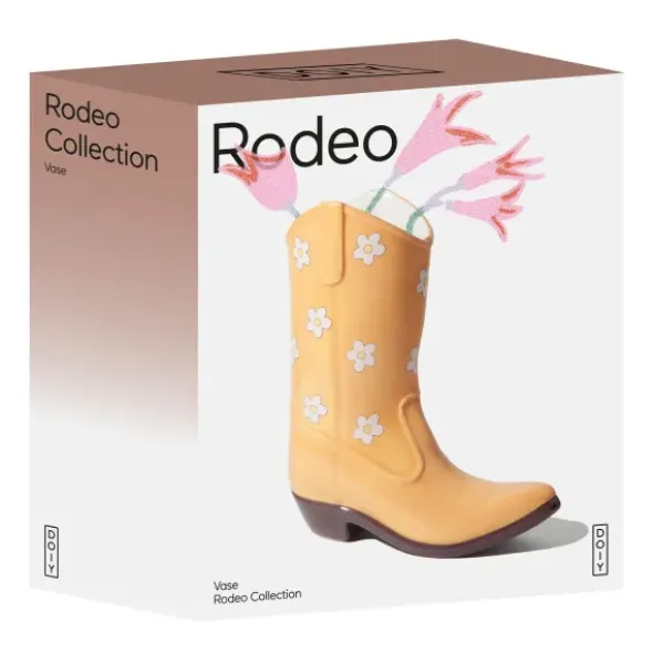 Vase Rodeo - Cowboy Stiefel Vase gelb