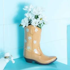 Vase Rodeo - Cowboy Stiefel Vase gelb