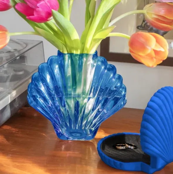 Vase Seashell - Muschelvase dunkelblau