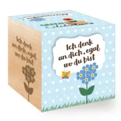 Vergissmeinnicht im Holzwürfel - Ich denk an dich ...