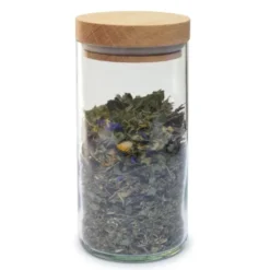 Vorratsglas grün 450 ml mit Holzdeckel Eiche