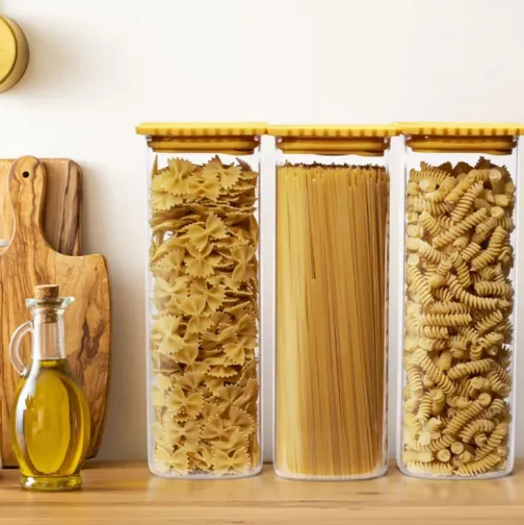 Vorratsgläser 3er-Set für Spaghetti & Nudeln – Silikondeckel Pasta mit Feuchtigkeitsabsorber