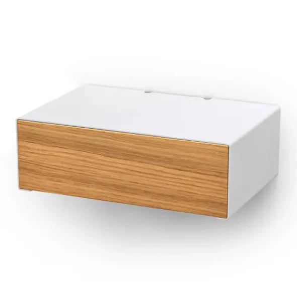 Wandboard / Ladestation mit Schublade Eiche - Schubboard weiß