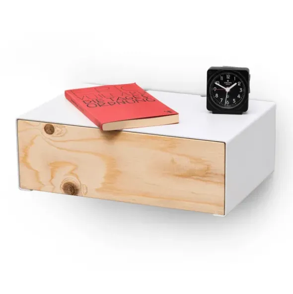 Wandboard / Ladestation mit Schublade Kiefer - Schubboard weiß