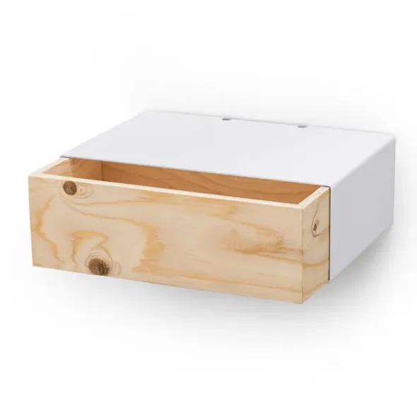Wandboard / Ladestation mit Schublade Kiefer - Schubboard weiß