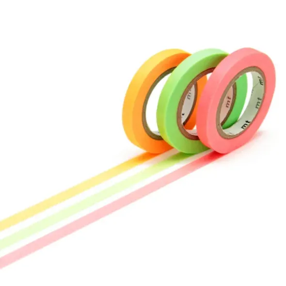Washi Tape MT SLIM I Set a 3 Rollen - 6 mm shoking neon