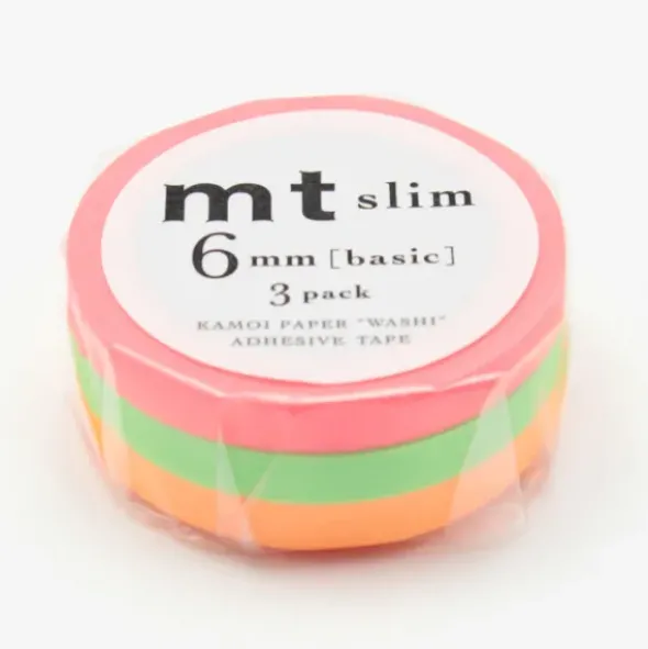 Washi Tape MT SLIM I Set a 3 Rollen - 6 mm shoking neon