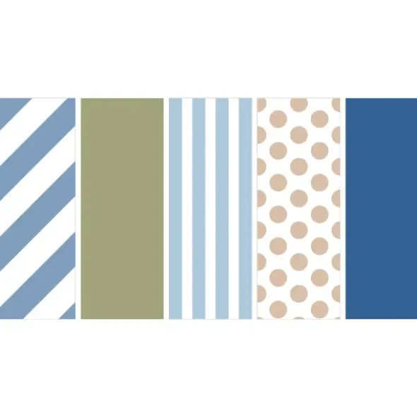 Washi Tape Set 15 mm blau gemustert, 5 Rollen in Geschenkbox