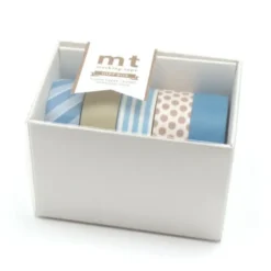 Washi Tape Set 15 mm blau gemustert, 5 Rollen in Geschenkbox