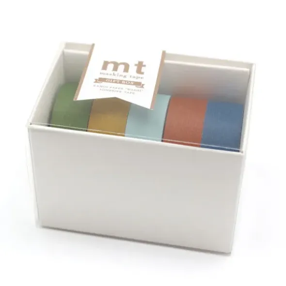 Washi Tape Set 15 mm bunt einfarbig, 5 Rollen in Geschenkbox