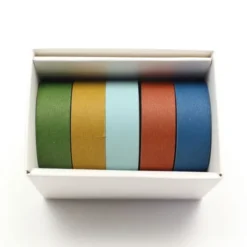 Washi Tape Set 15 mm bunt einfarbig, 5 Rollen in Geschenkbox