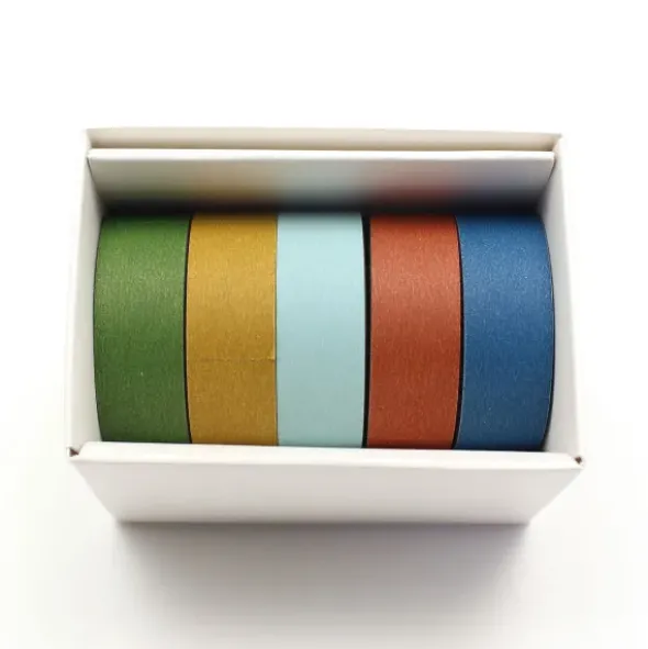 Washi Tape Set 15 mm bunt einfarbig, 5 Rollen in Geschenkbox