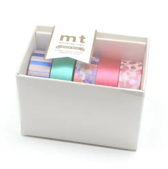 Washi Tape Set 15 mm bunt gemustert, 5 Rollen in Geschenkbox