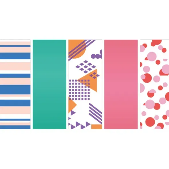 Washi Tape Set 15 mm bunt gemustert, 5 Rollen in Geschenkbox