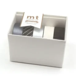 Washi Tape Set 15 mm, schwarz metallic – 5 Rollen in Geschenkbox