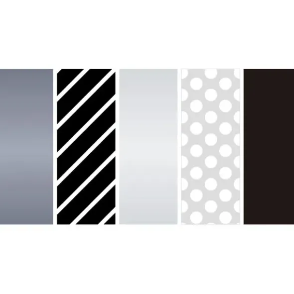 Washi Tape Set 15 mm, schwarz metallic – 5 Rollen in Geschenkbox