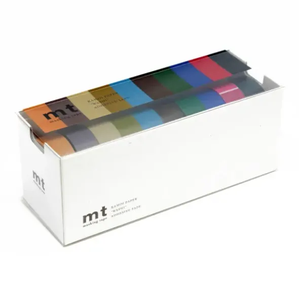 Washi Tapes 15 mm - Set a 10 Rollen, bunt / gedeckte Farben