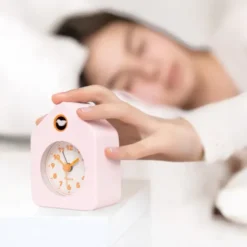 Wecker Haus mit Vogel – Tischuhr rosa