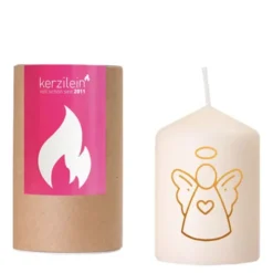 Weihnachtskerze Schutzengel gold, 8 cm creme