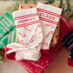 Weihnachtssocken Daddy Claus, grün mit Zuckerstangen Gr. 43-46