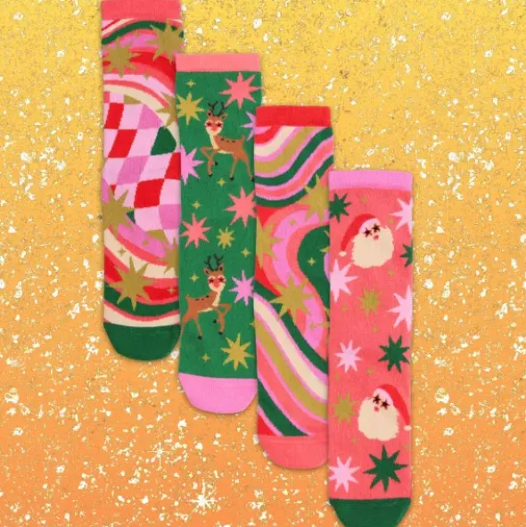 Weihnachtssocken Merry & Bright – 4 Socken Gr. 37–42