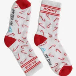 Weihnachtssocken Mommy Claus, weiß mit Zuckerstangen Gr. 40-43