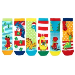 Weihnachtssocken Santasaurus - 6 Merry Rexmas Einzelsocken - Gr. 27 - 30