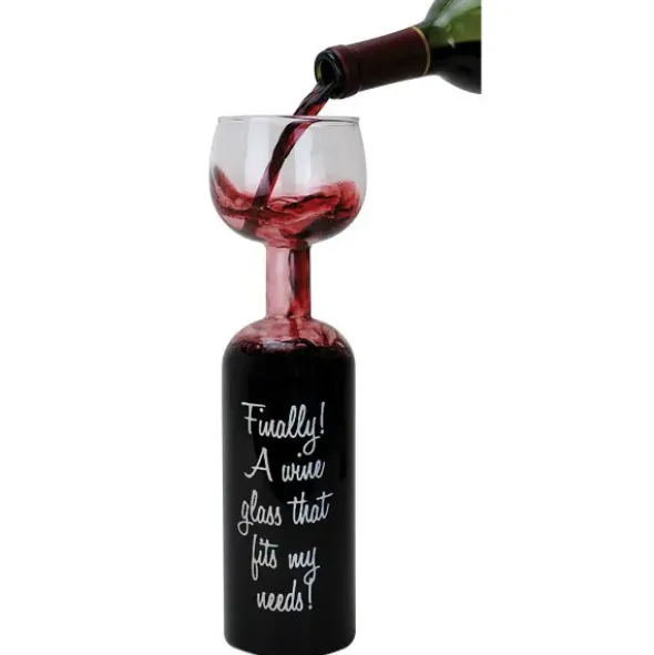 Weinflaschenglas - Flasche Wein und Glas in einem