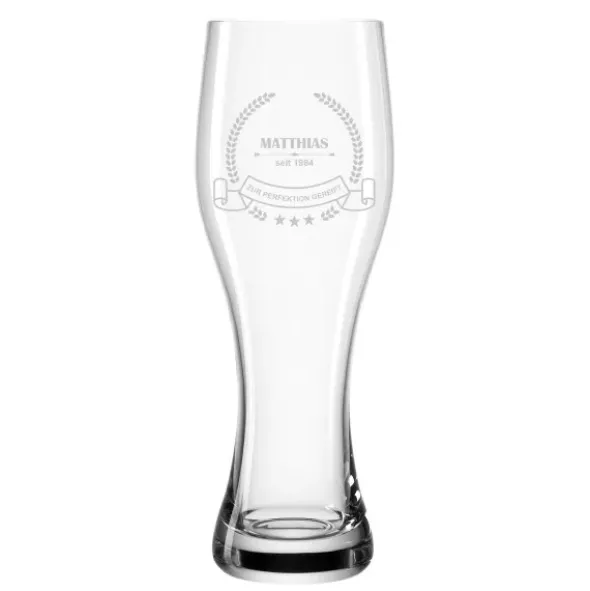 Weizenbierglas mit Gravur ZUR PERFEKTION GEREIFT mit Name + Geburtsjahr