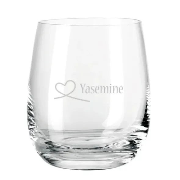 Windlicht mit Gravur Herzschleife transparent - Glas mit Wunschname