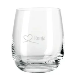 Windlicht mit Gravur Herzschleife transparent - Glas mit Wunschname