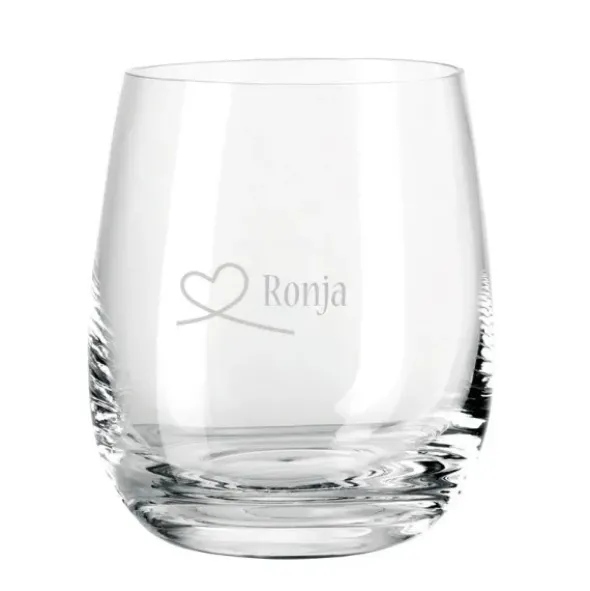 Windlicht mit Gravur Herzschleife transparent - Glas mit Wunschname