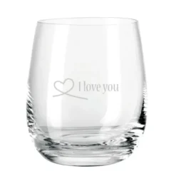 Windlicht mit Gravur Herzschleife transparent - Glas mit Wunschname