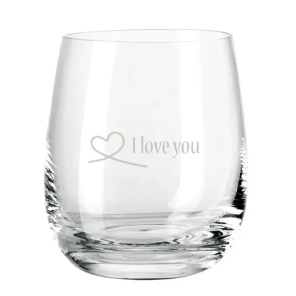 Windlicht mit Gravur Herzschleife transparent - Glas mit Wunschname