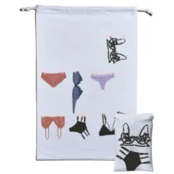 Wäschesack mit angenähtem Beutel, Laundry Bag Motiv Dessous