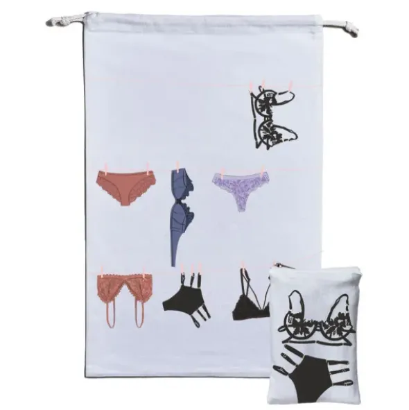 Wäschesack mit angenähtem Beutel, Laundry Bag Motiv Dessous