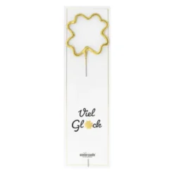 Wunderkerze Kleeblatt - Viel Glück - weiß / gold