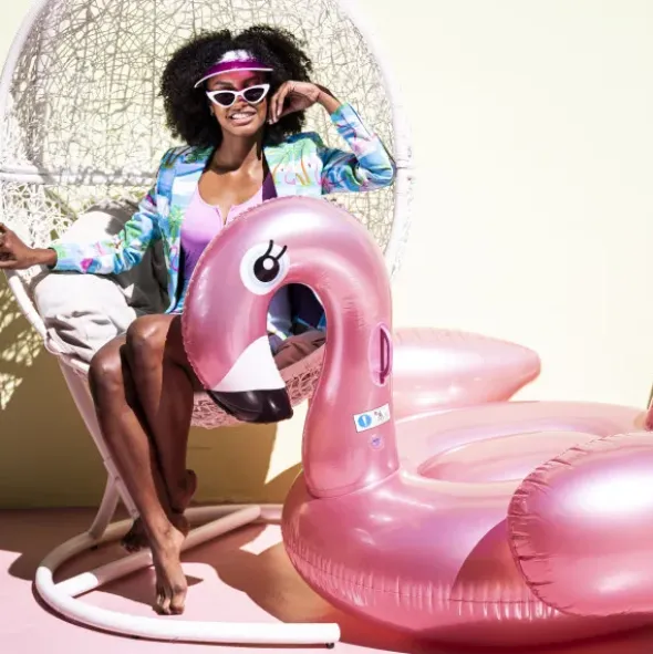 XL Schwimmtier FLAMINGO / Badeinsel Luxe Float, neon pink