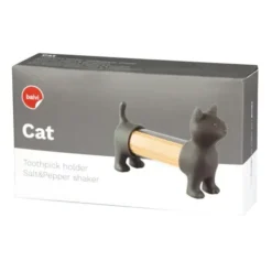 Zahnstocherhalter oder Salz-/Pfefferstreuer, Katze grau